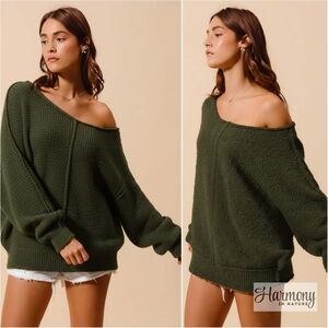 Olive Ease Bouclé Sweater